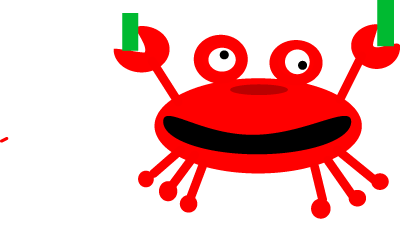 Crab with green blocks in claws